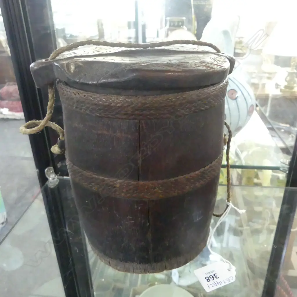 ANTIQUE ETHNIC TROBRIAN ISLAND LIDDED BAIT POT H190MM Image 1++