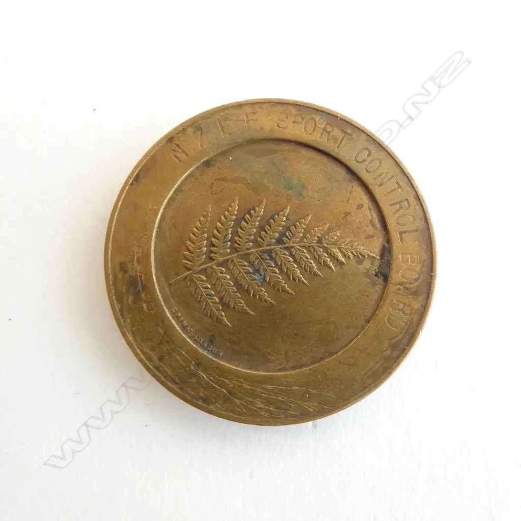 BRONZE MEDALLION NZ DIVISION BRITISH EXPEDITIONARY FORCE ' N.Z.E.F. Sport Control Board' name ? erased Image 1++