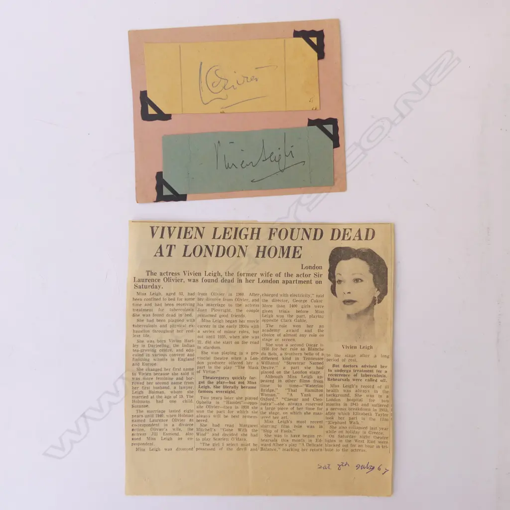 OG 'NIGHT OF 100 STARS' POSTER + VIVIEN LEIGH & SIR LAURENCE OLIVER SIGNATURES + VIVIEN LEIGHPAPER CLIP 'FOUND DEAD' '67 Image 1++
