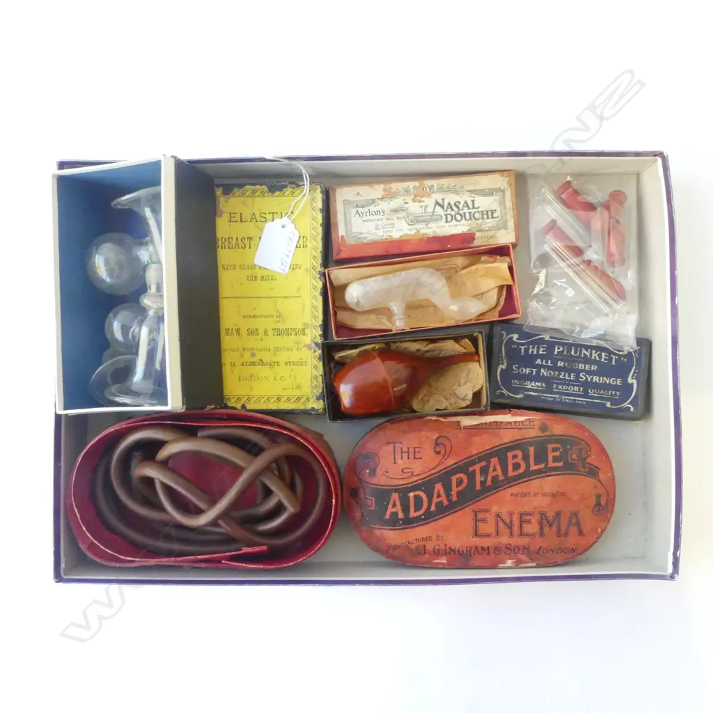 MEDICAL ITEMS BREAST RELIEVER, NASAL DOUCHE, PLUNKET SYRINGE, ENEMA LONDON  Image 1++