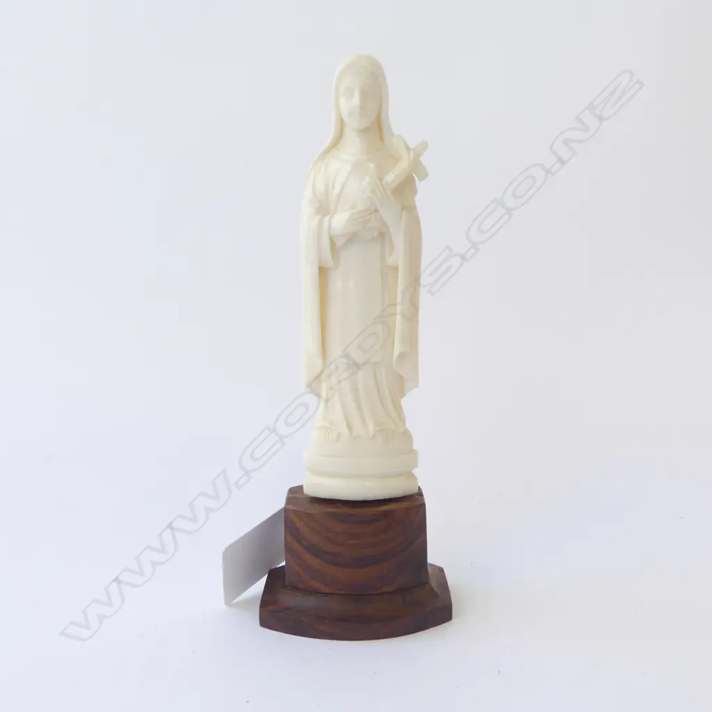 IVORY VIRGIN MARY w. CROSS H.145mm Image 1++