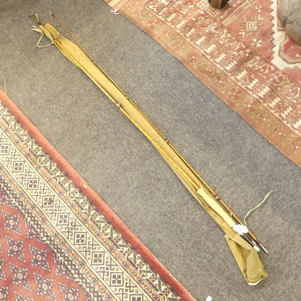 2 PCE SPLIT CANE FISHING ROD 'JOE FROST TONGA 9'3'' BY JSS WALKER BAMPTON & CO ALNWICK Image 1++
