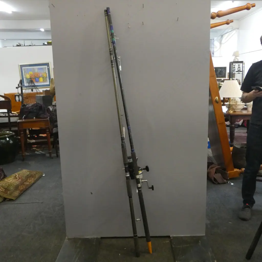 TWO SURFCASTING RODS WITH DAIWA REELS Image 1++