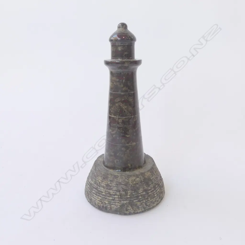 VINTAGE TURNED POLISHED STONE MODEL LIGHTHOUSE H200MM Image 1++