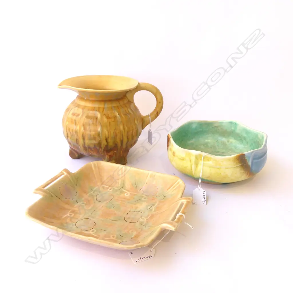 BESWICK DECO JUG H170MM BOWL DIA190MM & 2 HANDLED PLATE DIA250MM Image 1++