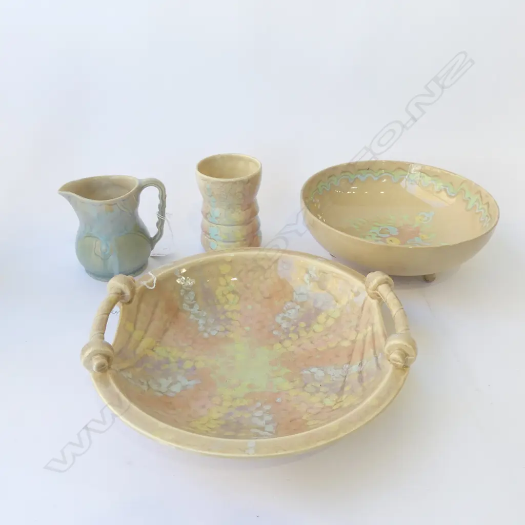 4 PCS BESWICK CHINA 2 HANDLED DISH DIA270MM BOWL DIA230MM VASE & JUG H110MM Image 1++