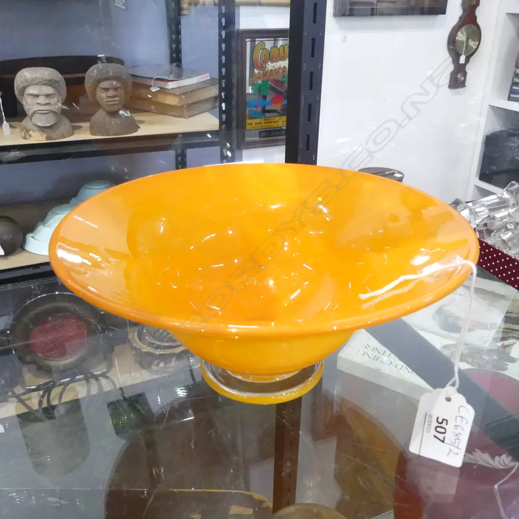 HOGLUND ORANGE ART GLASS BOWL 205mm dia Image 1++