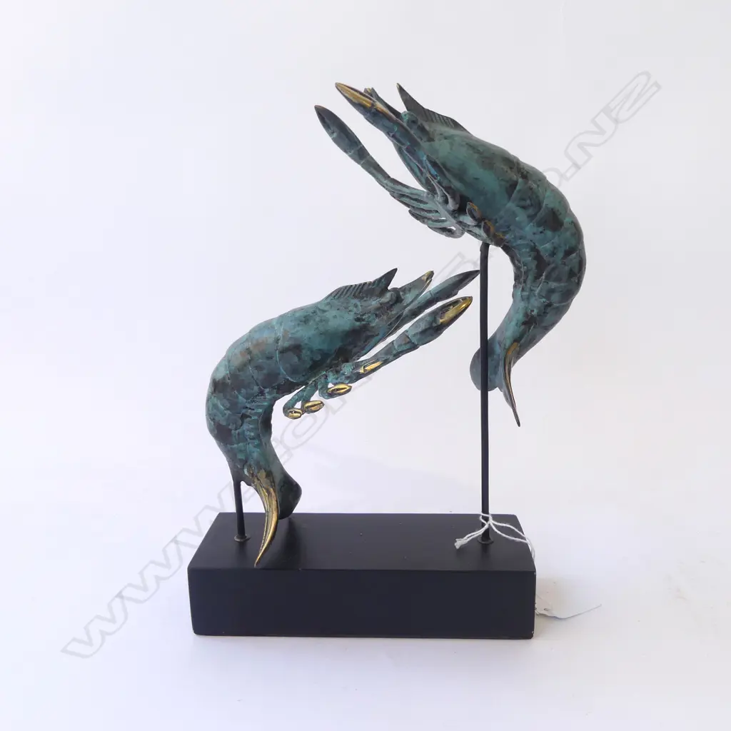 2 BRONZE SHRIMP ON STAND H.280mm Image 1++