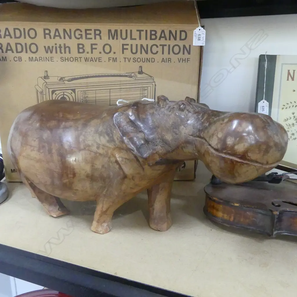 LG CARVED WOODEN HIPPO L.470mm Image 1++
