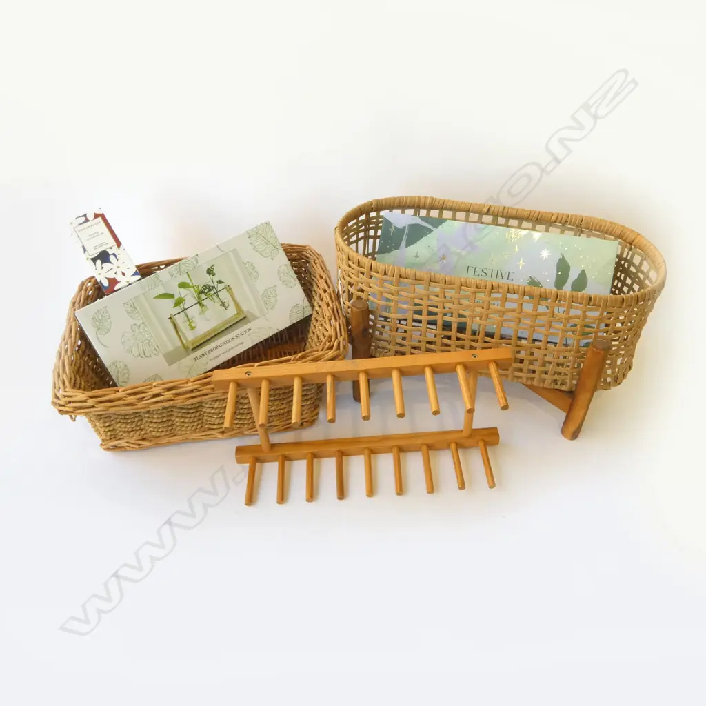 2 WICKER BASKETS, 'WANDERLUST KYOTO' BOXED PERFUME, PROPAGATION SET etc Image 1++