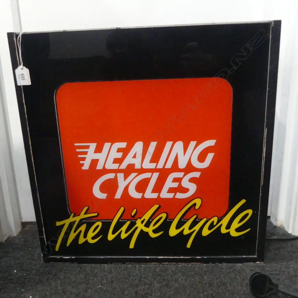 VINTAGE HEALING CYCLES ADVERTISING LIGHT (WORKING) 500x100x500mm Image 1++