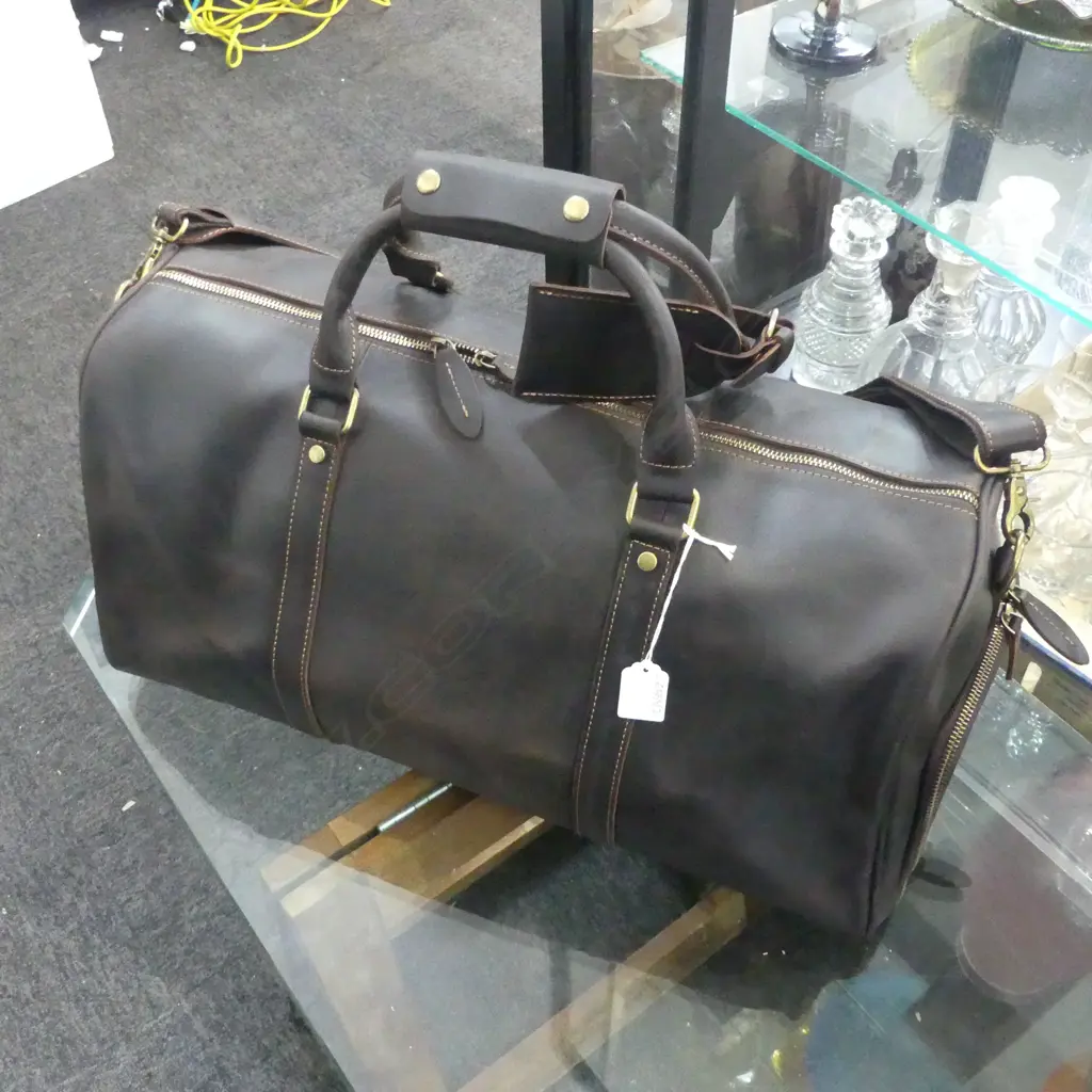 LEATHER DUFFEL WEEKEND BAG W.520mm Image 1++