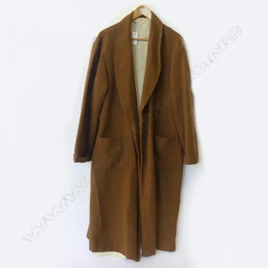 BROWN 'CHRSTIAN DIOR' MONSEUR HOUSE COAT WITH SILK/SATIN LINING