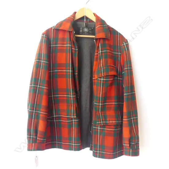 VINTAGE 'SWANNDRI' RED TARTAN JACKET WITH GREY WOOL LINING