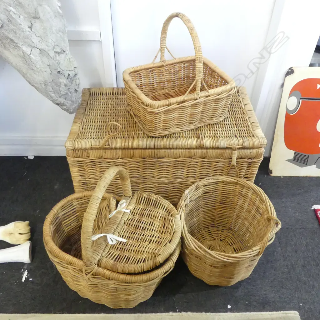 4 WOVEN CANE BASKETS W.800mm Image 1++