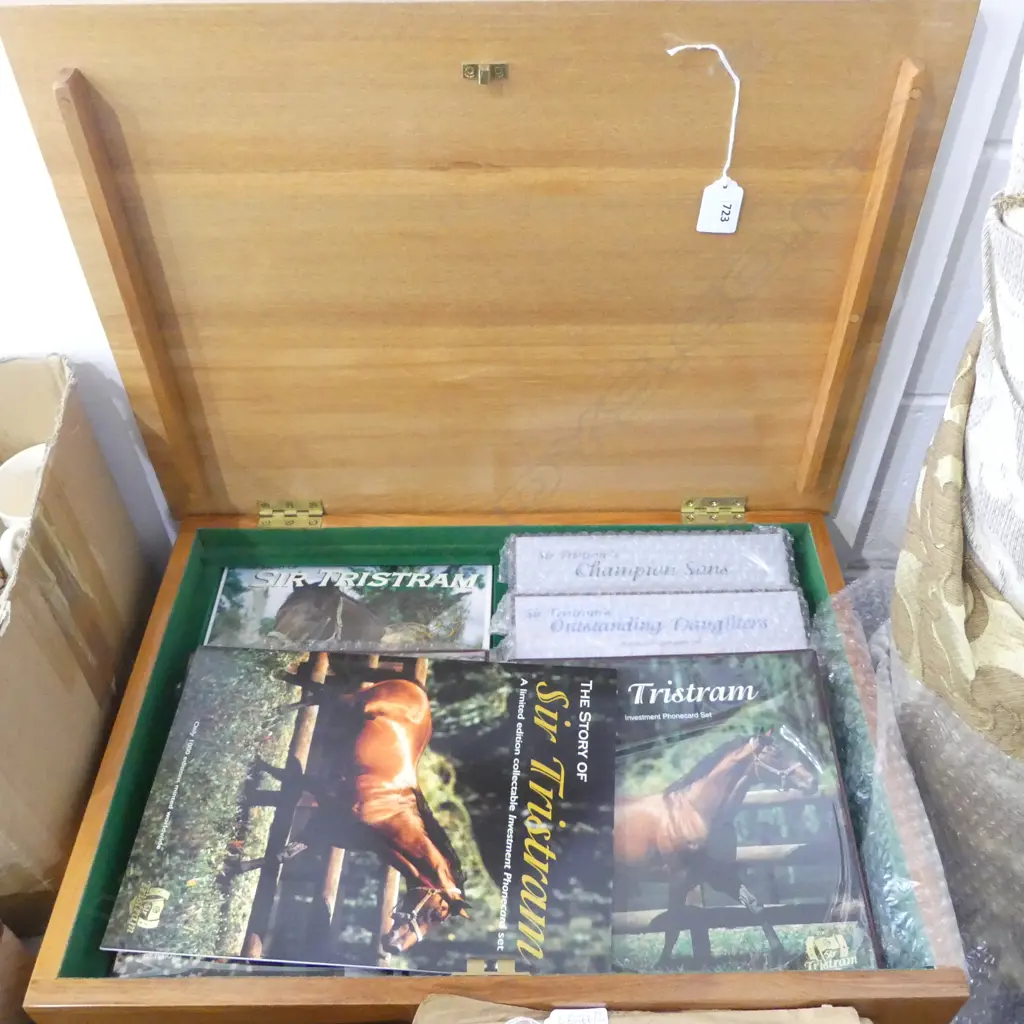 SIR TRISTRAM PHONECARDS in SUBSTANTIAL WOODEN PRESENTATION BOX 530x400x110mm Image 1++
