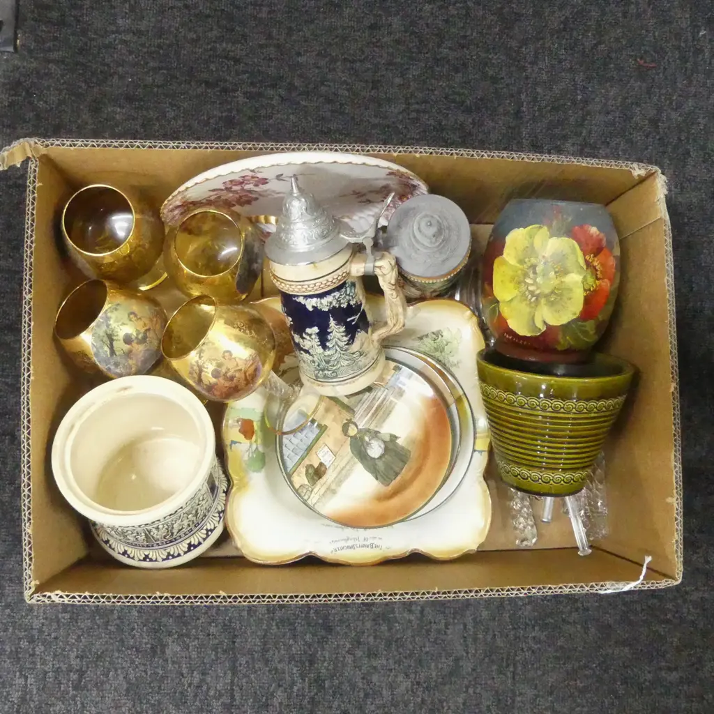 BOX LOT GLASS CUTLERY  GLASSES CHINA ETC Image 1++
