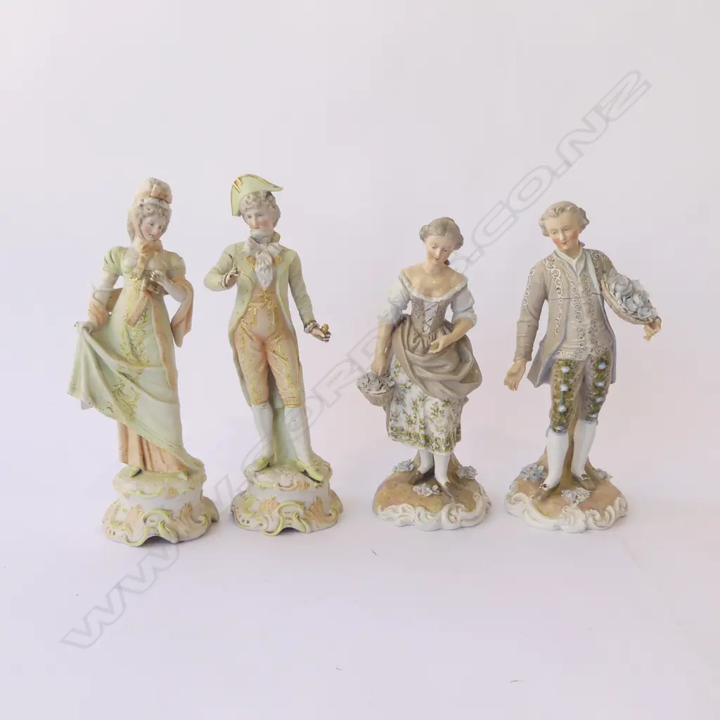 2 PRS ANTIQUE PORCELAIN FIGURES H.255mm FAULTS Image 1++
