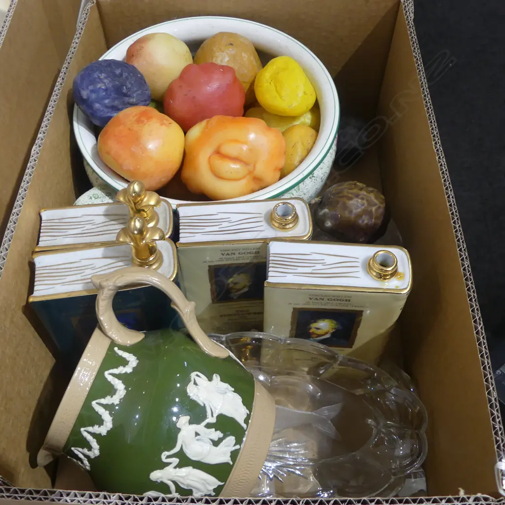 BOX LOT CHAMBER POT  DECANTERS ETC Image 1++
