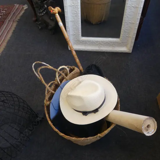 CANE BASKET, HATS, KETE BAGS, WALL PAPER ROLL