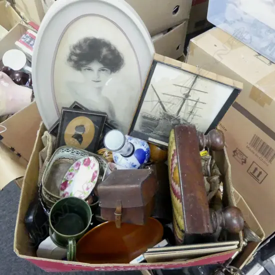 COLLECTION OF ASST. INCLUDING STOOL, CHINA, LUKE ADAMS MUG (FAULTS), etc