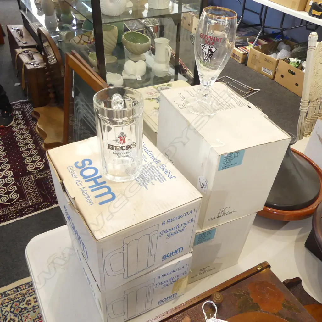 2 BOXED RITZENHOFF CRISTAL PINT GLASSES + 2 BOXED STAUFENECK-SEIDEL PINT GLASSES Image 1++
