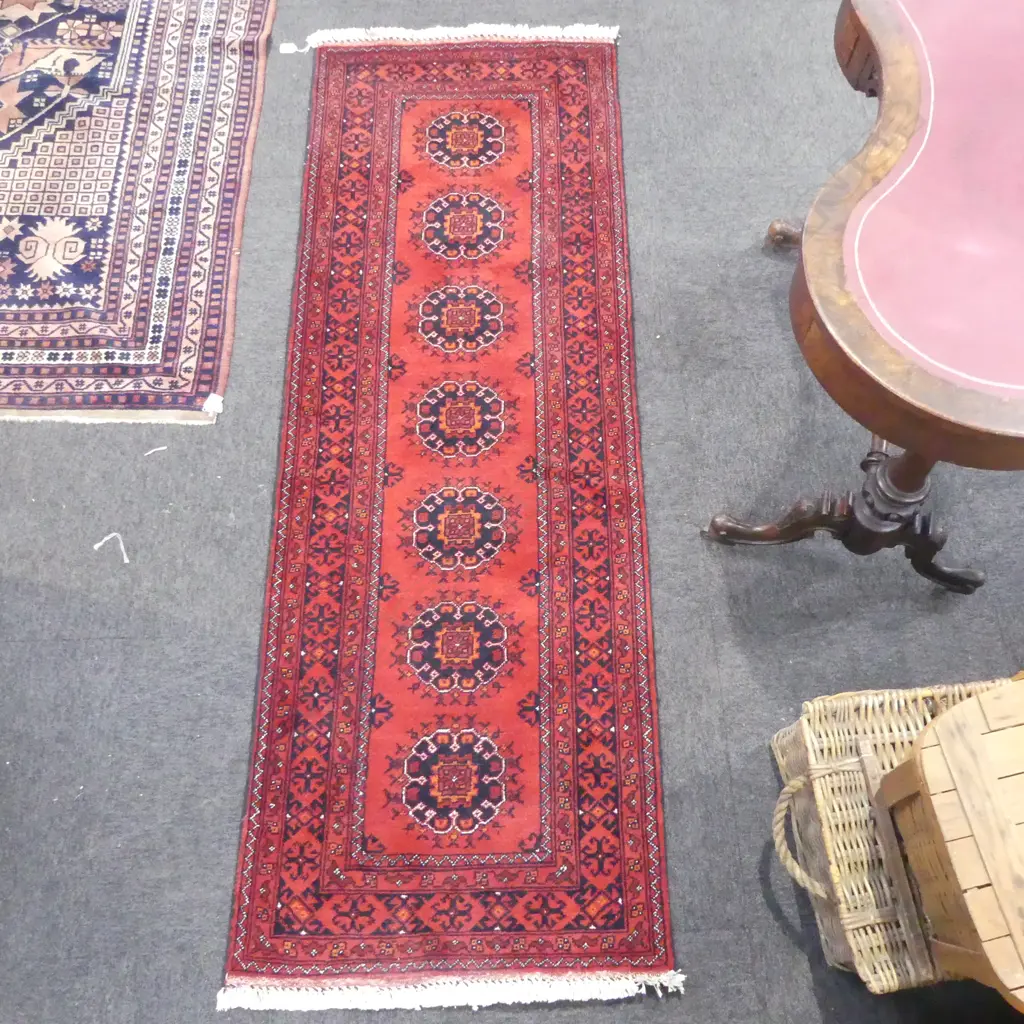 HAND KNOTTED WOOL PILE RUNNER 1900x680mm Image 1++