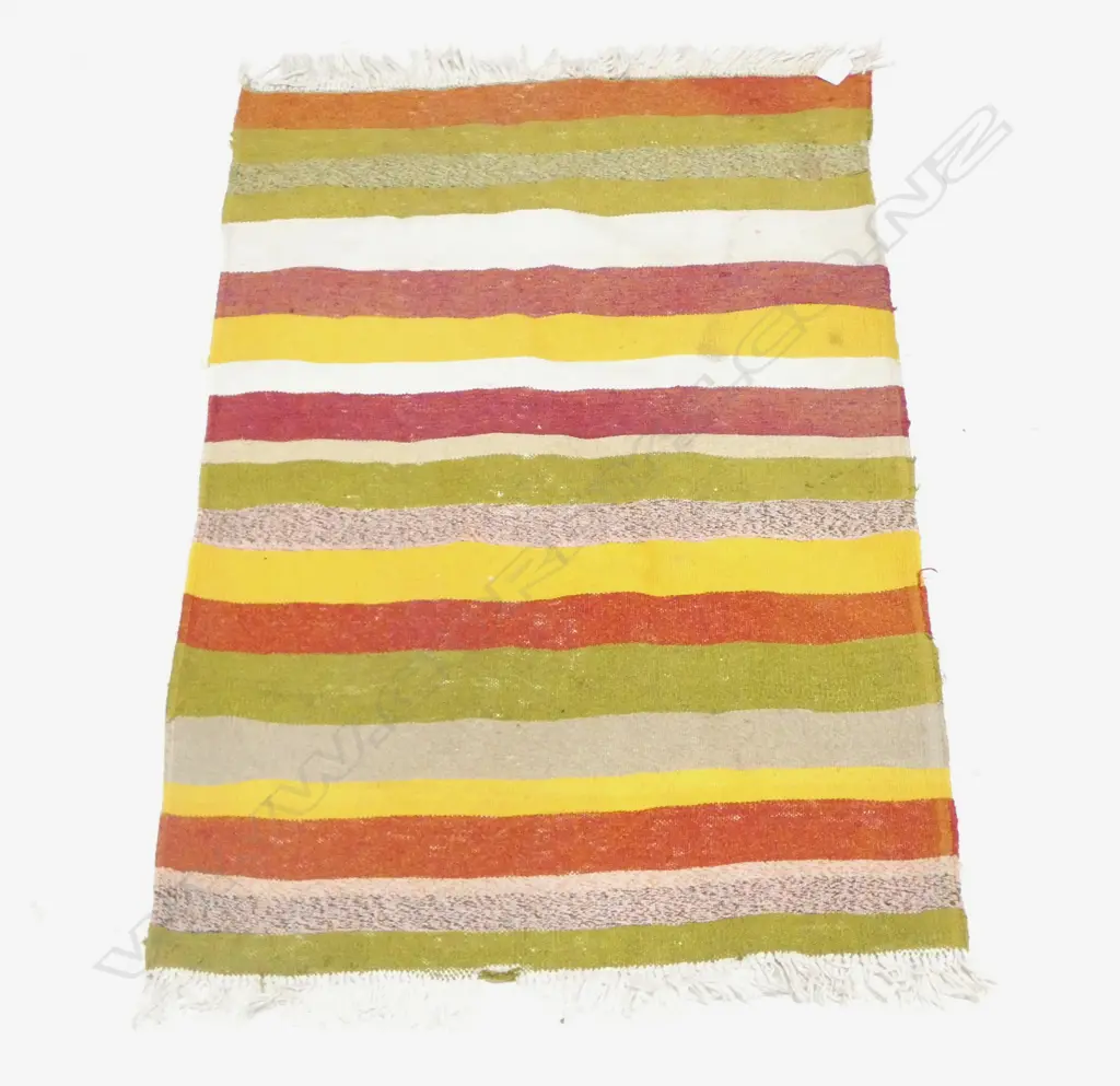 SMALL KELIM RUG STRIPPED YELLOW ORANGE PAT L860 W590MM Image 1++