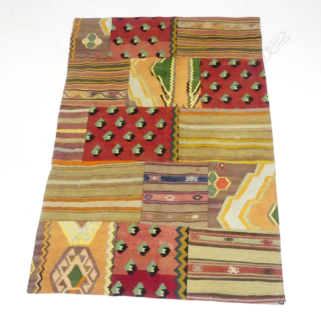 KELIM RUG MADE FROM UNMATCHED CARPET SQUARES L1830 W1280MM1 Image 1++