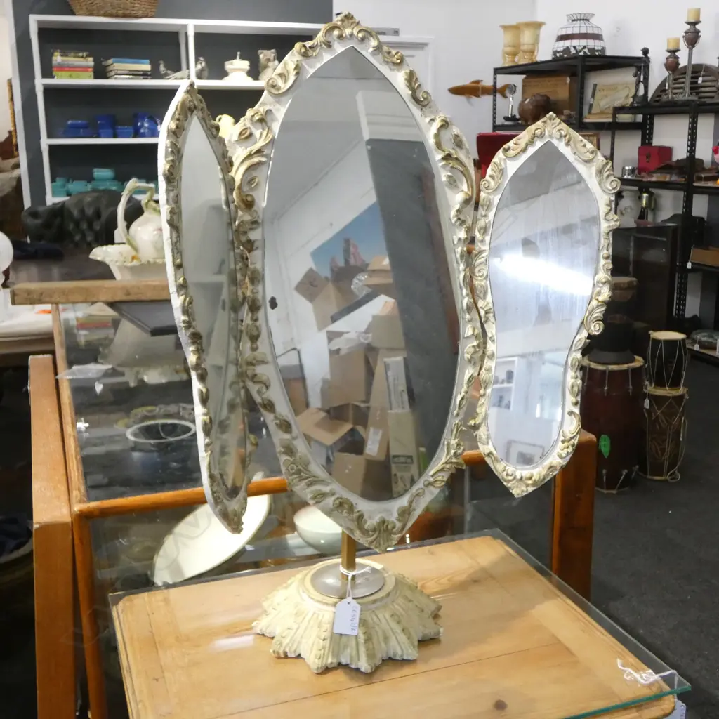 RETRO 3 PANEL TABLE TOP MIRROR H.615mm Image 1++