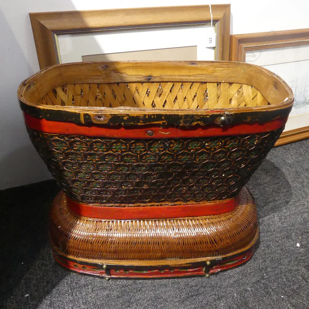 CHINSE LAQUER BASKET H.325mm Image 1++