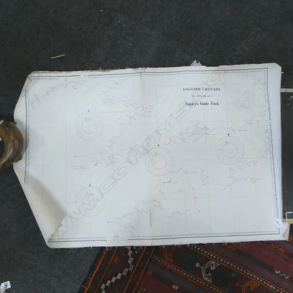 UNFRAMED VINTAGE CANVAS BACKED NAUTICAL CHART OF ENGLISH CHANNEL L910MM Image 1++
