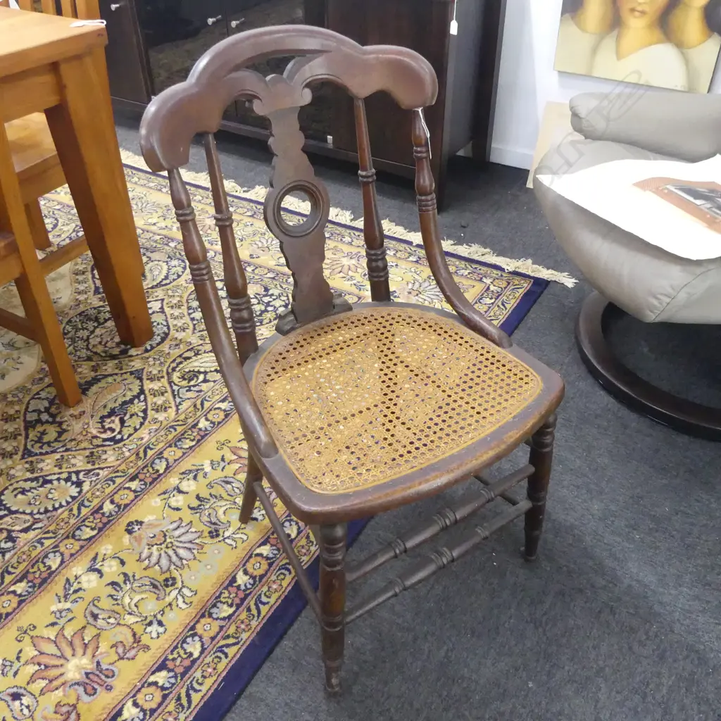 ANTIQUE CHAIR, CANED SEAT Image 1++