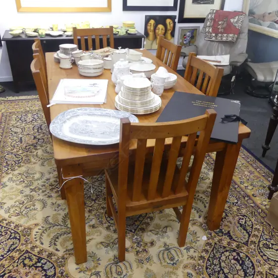 KAURI TABLE & 6 CHAIRS 1800x990x770mm BY RUSTIC WOOD FURNITURE