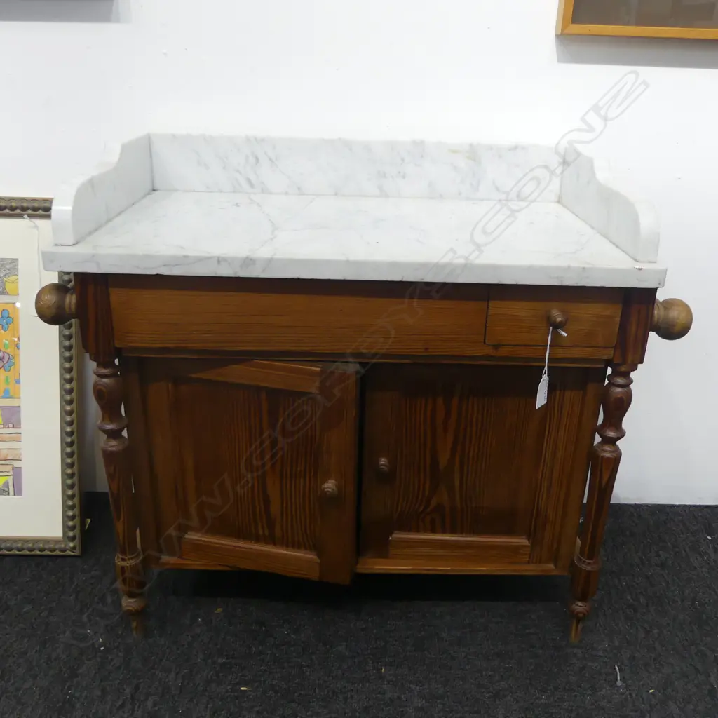 ANTIQUE BALTIC PINE MARBLE TOPPED CHILDS DRESSER H600 L680 W330MM Image 1++