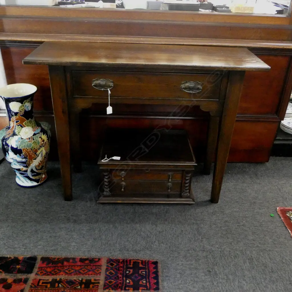 GEORGIAN SINGLE DRAWER OAK SIDETABLE H740 L990 W340MM Image 1++