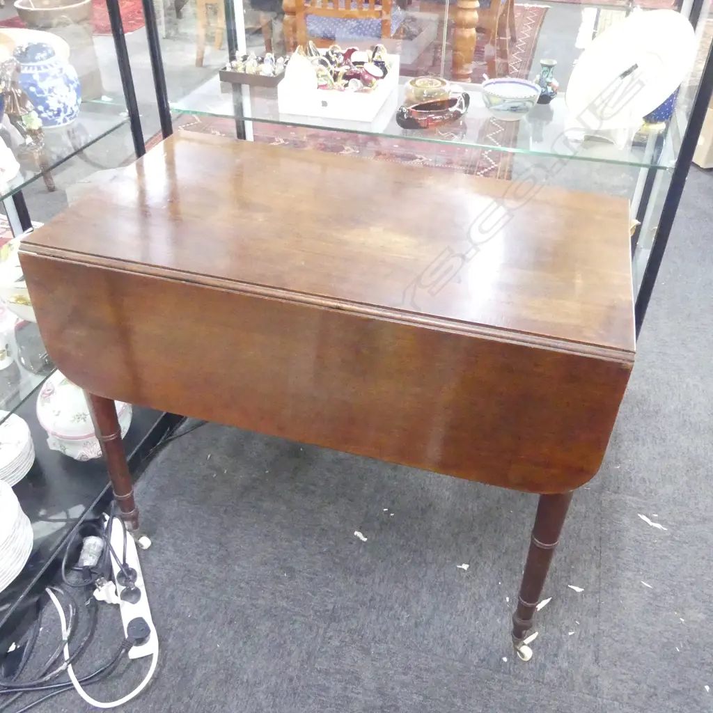 GEORGIAN OAK DROP SIDE TABLE (CASTOR MISSING BUT IN DRAWER) 1000x865x720mm (EXTENDED) Image 1++
