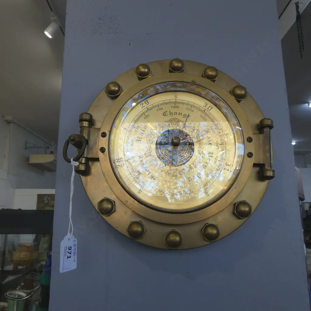 NAUTICAL BRASS BAROMETER Dia.230mm Image 1++