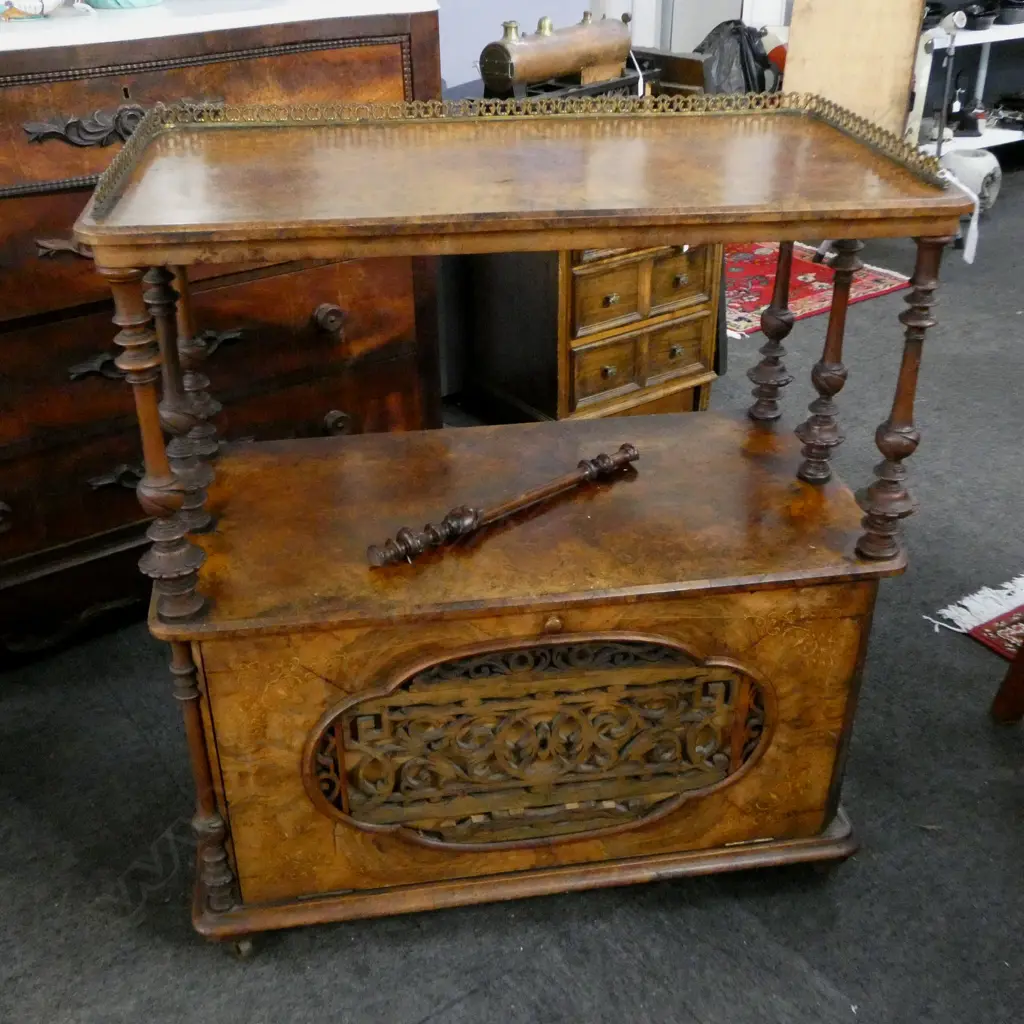 ANTIQUE VICT INLAID WALNUT DRINKS CABINET H900 W410 L810MM Image 1++