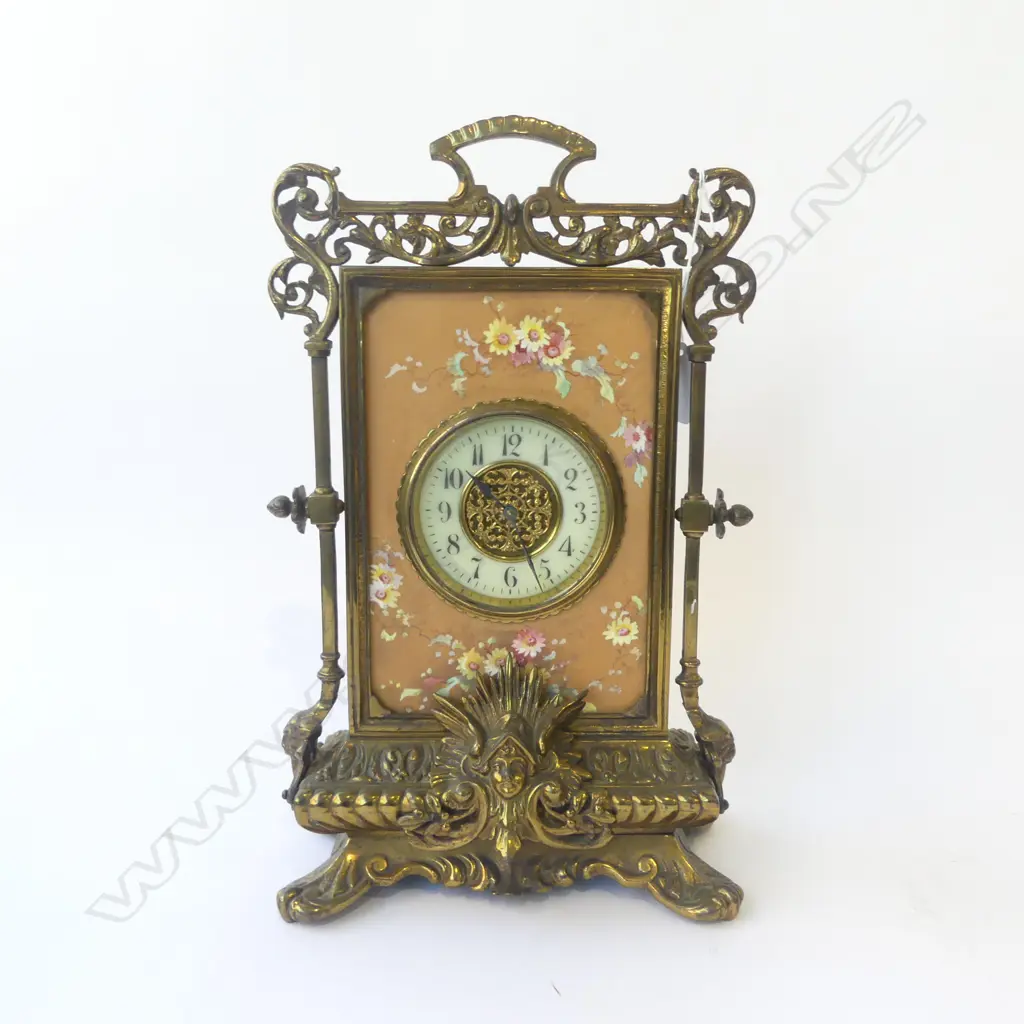    ORNATE BRASS & PORCELAIN CLOCK H.355mm Image 1++