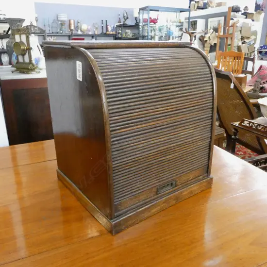 Keyaki wood roller door office file safe 400x355x455mm