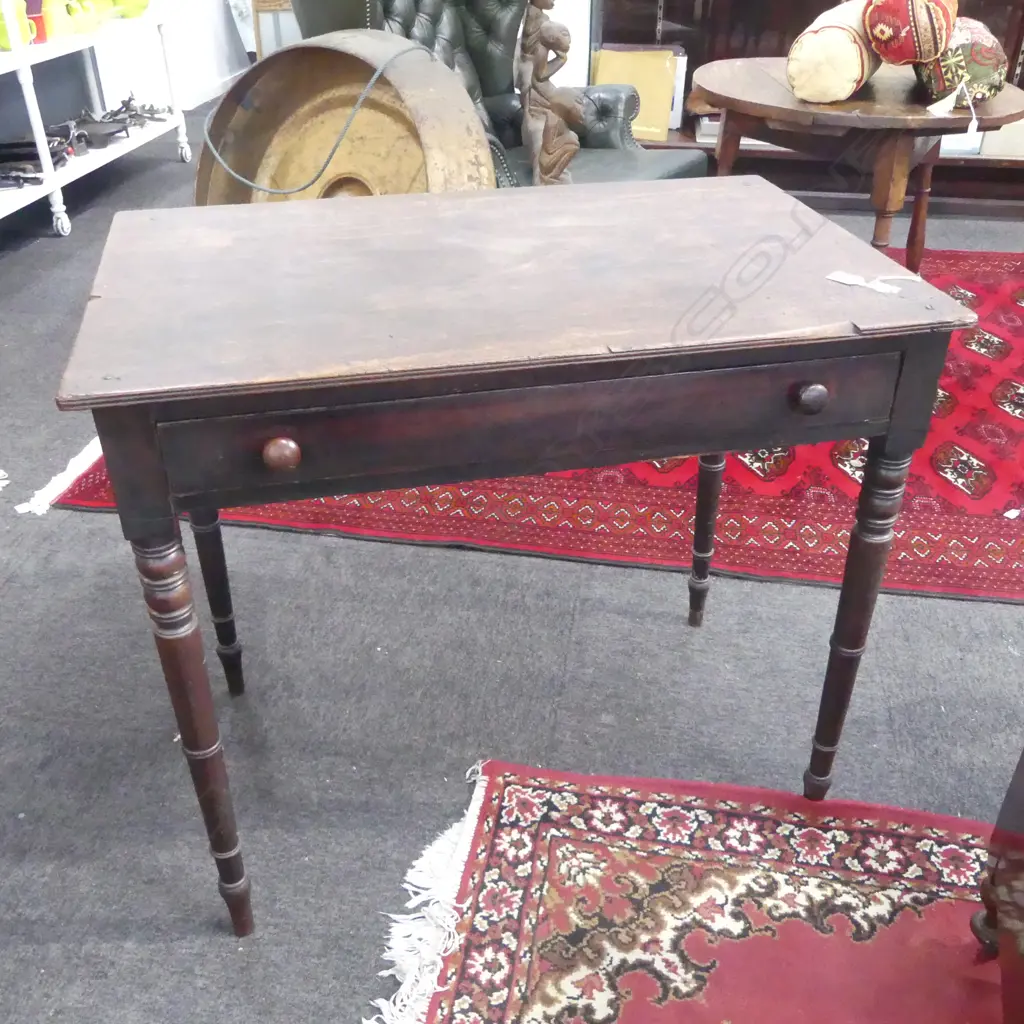 REGENCY c.1829 MAHOGANY SIDE TABLE WITH SINGLE DRAWER on fine turned legs 830 x 510 x 740mm Image 1++