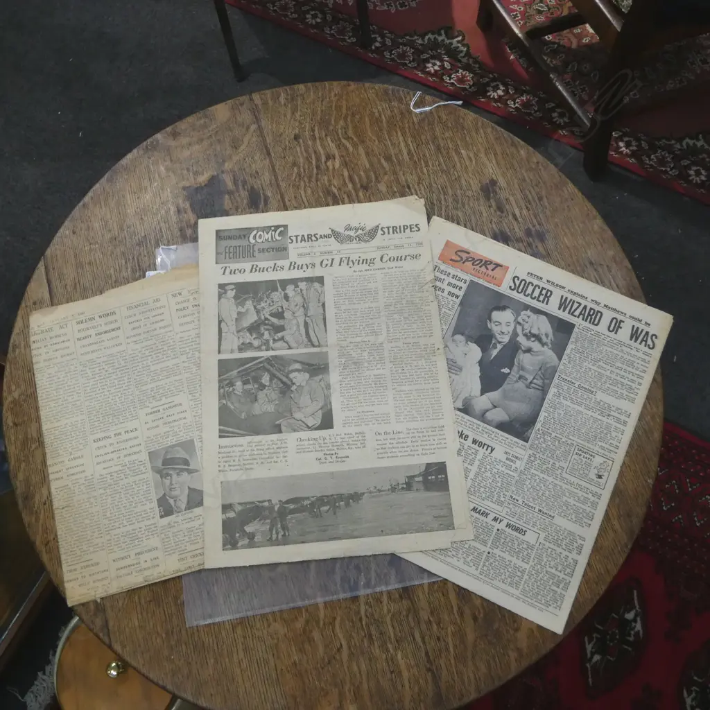 ASST. NEWSPAPERS; PACIFIC STARS & STRIPES, 1946 SUNDAY PICTORIAL & 1939 PAGE  Image 1++