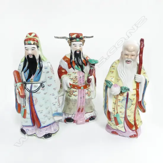 3 PORCELAIN CHINESE SAGES, H.360mm