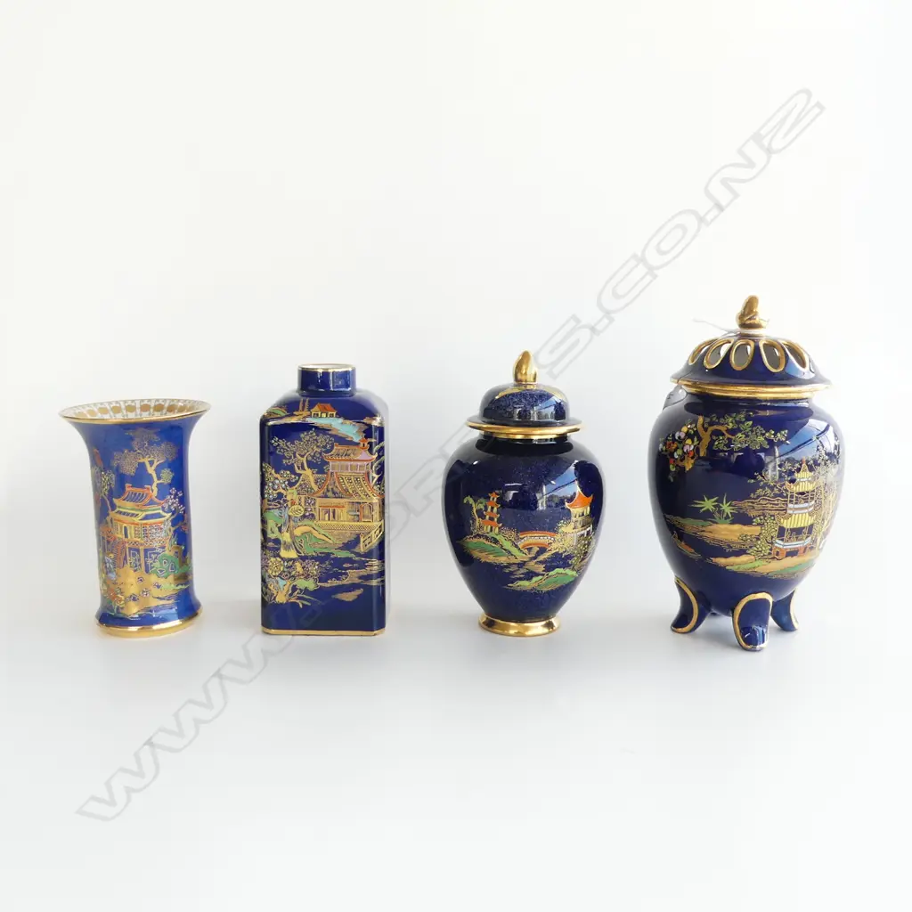 4 CARLTON WARE NEW MIKADO VASES, 2 LIDDED (LARGEST H.170mm AF) Image 1++