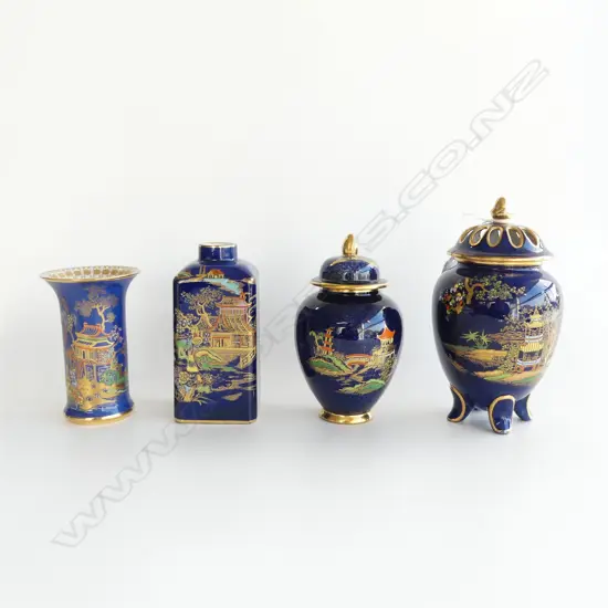 4 CARLTON WARE NEW MIKADO VASES, 2 LIDDED (LARGEST H.170mm AF)