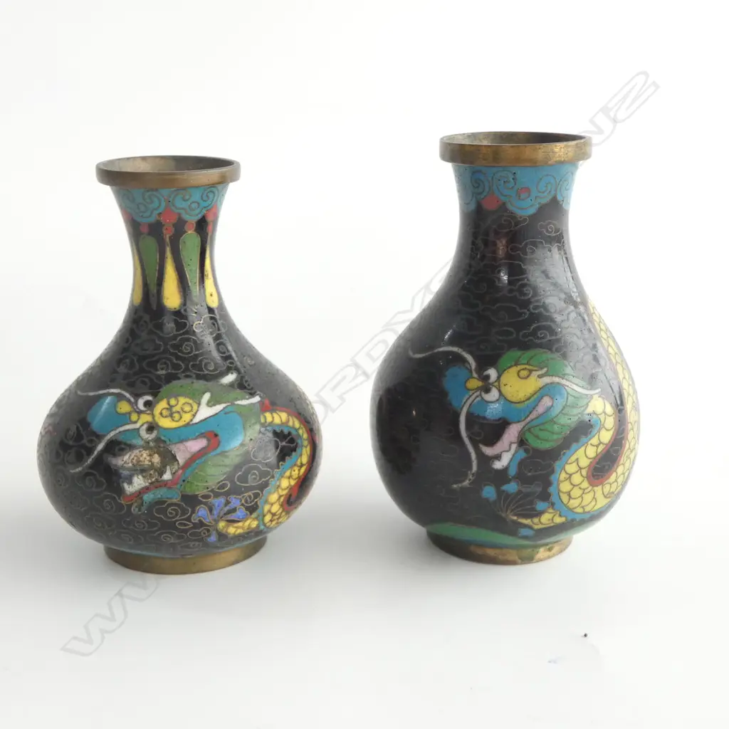 2 CLOISONNE VASES H.100mm 1 AF Image 1++