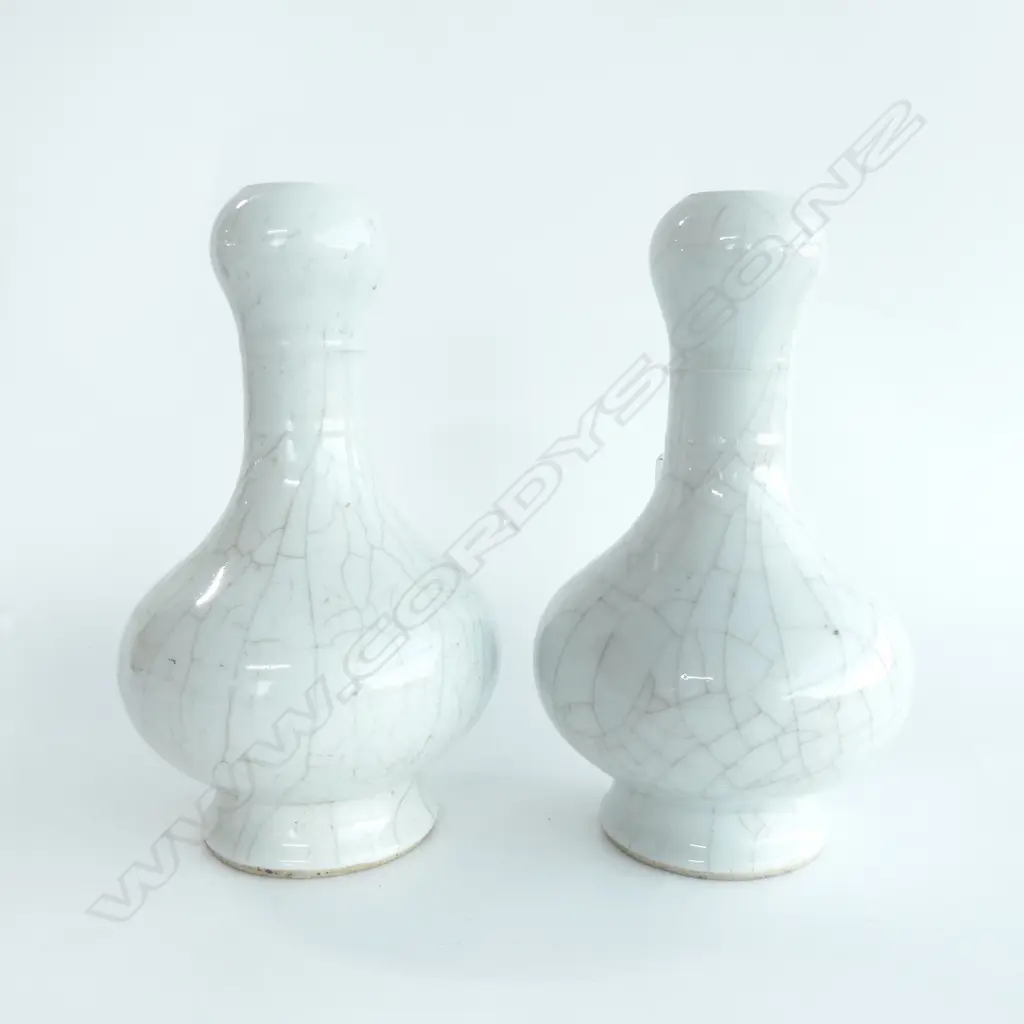 PR CHINESE CRACKLE GLAZE VASES H.240mm, QING MARK TO BASE Image 1++