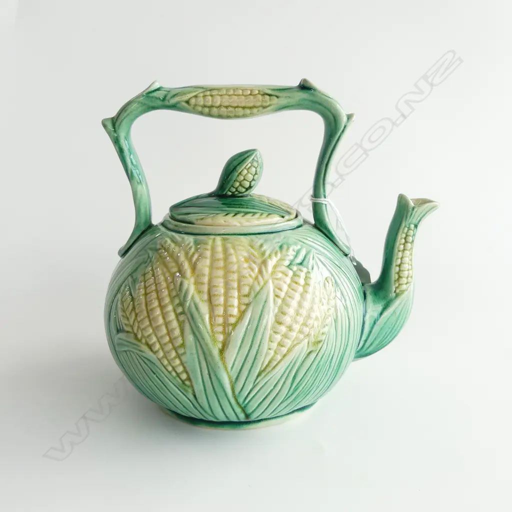 MAJOLICA CORN TEAPOT H.185mm Image 1++