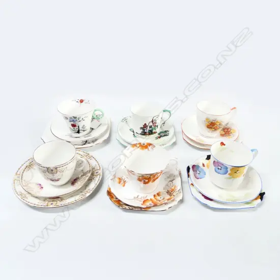 6 SHELLEY CHINA CSPS SETS VARIOUS PATS